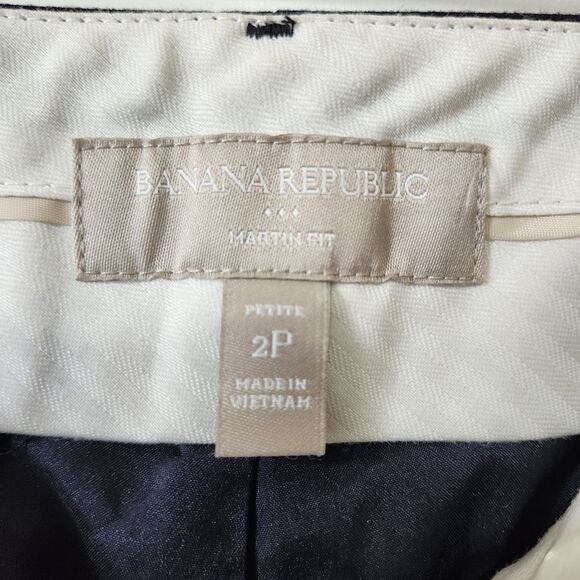 Banana Republic Martin Fit Womens Black Pin Stripe Dress Pants Size 2P Straight - Picture 4 of 14